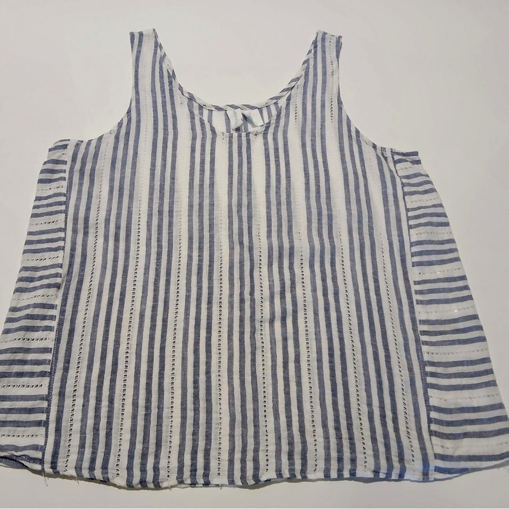 Striped Linen Blue and White Women's Top